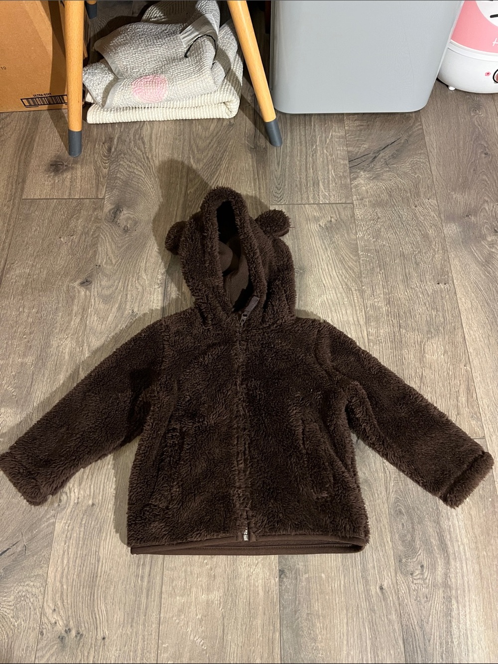 NWOT Wonder kids Cozy Brown Teddy Hooded Jacket with Ears 18mo